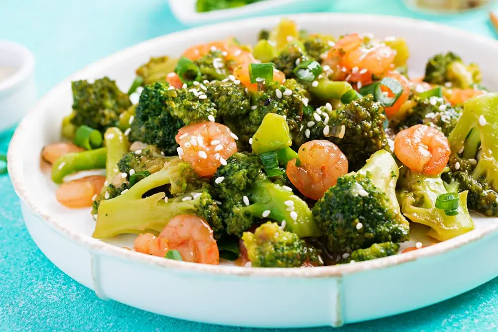 Stir-fried shrimp with mixed vegetables